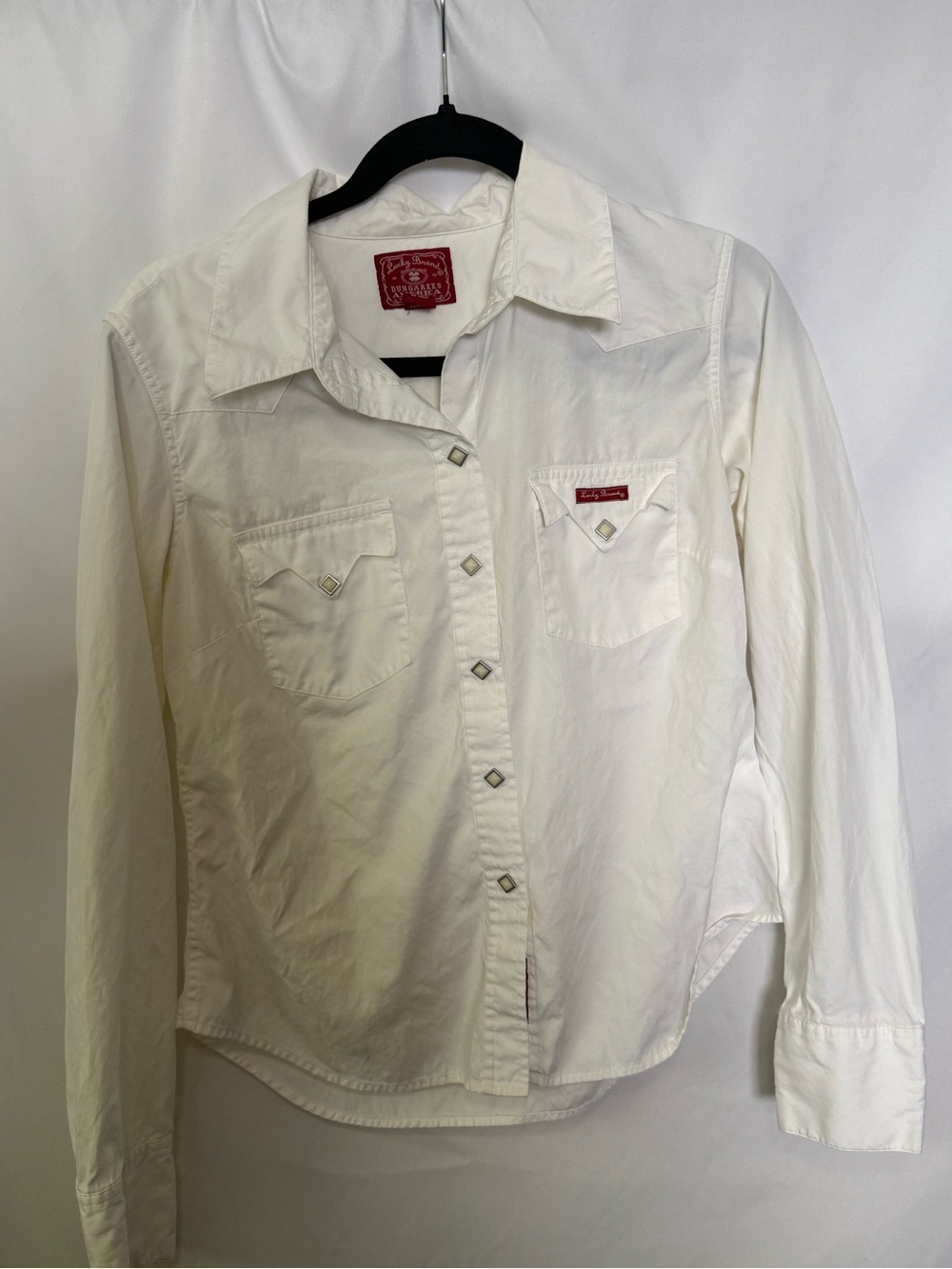 Women’s Lucky Brand White Button-up Shirt Sz L Western Cut